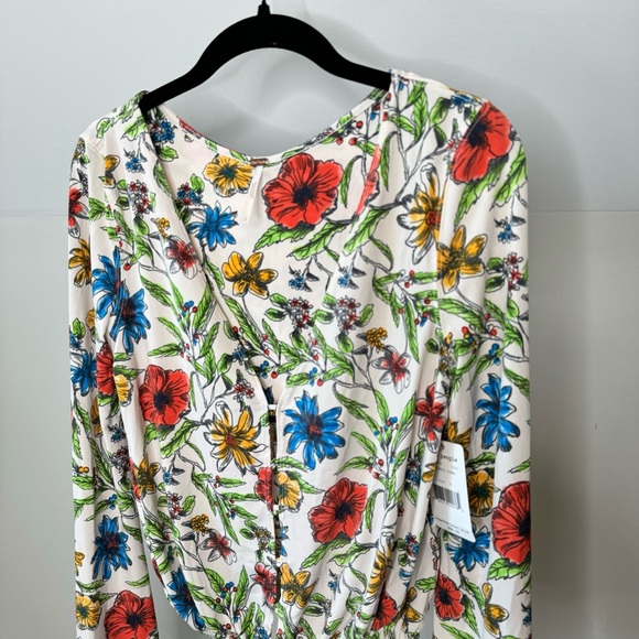Free People Gardenia Combo Floral Long Sleeve Blouse NWT Soft - Picture 2 of 8